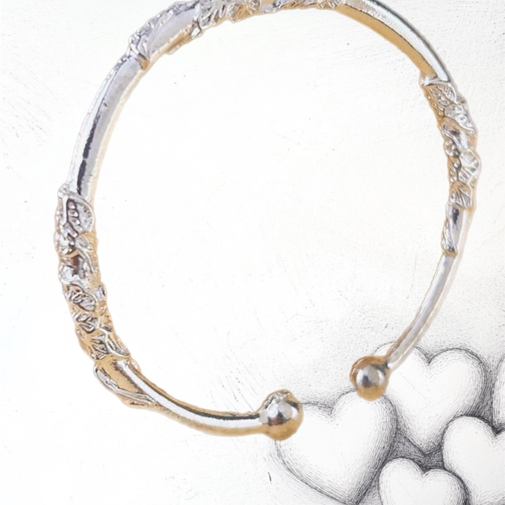 Silver Open Cuff Bracelet with Textured Detail - Women Jewelry
